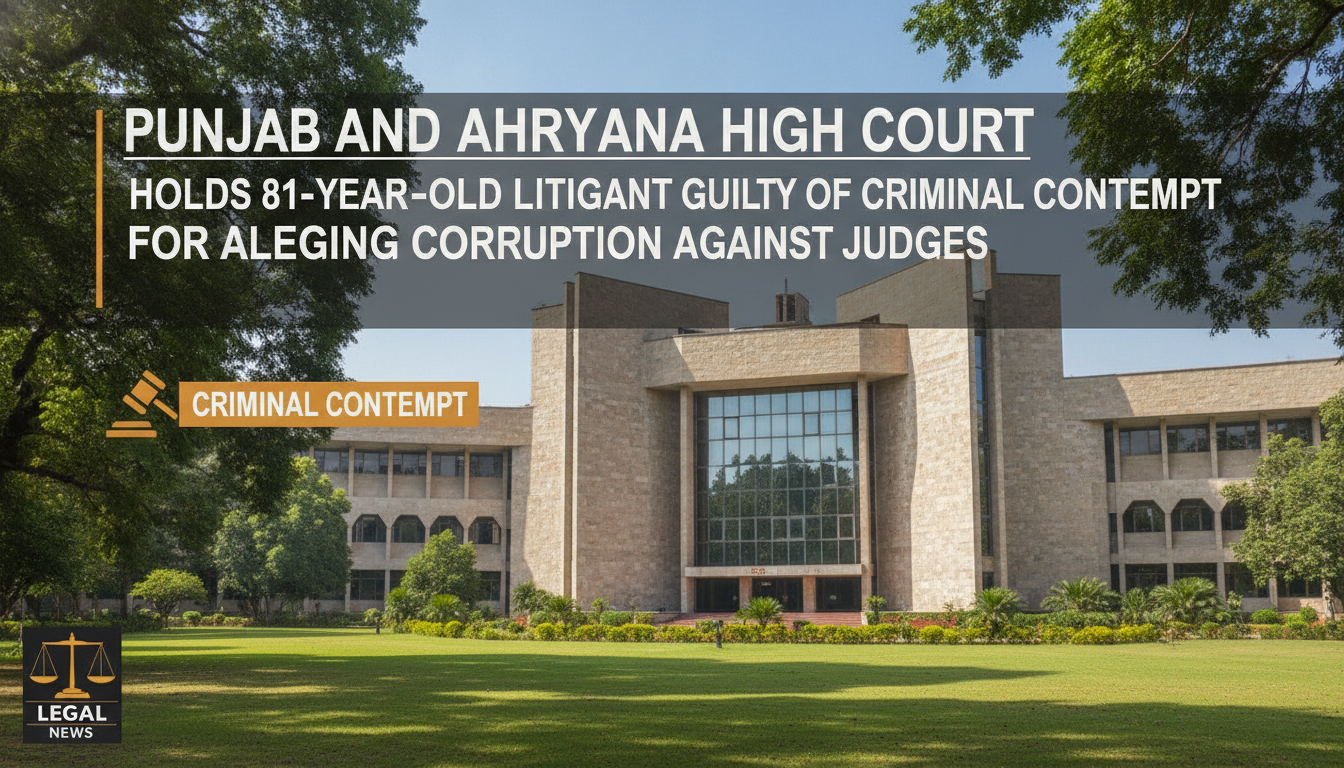 Punjab and Haryana High Court Holds 81-Year-Old Litigant Guilty of Criminal Contempt for Alleging Corruption Against Judges