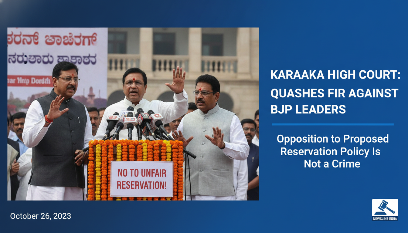 Opposition to Proposed Reservation Policy Is Not a Crime: Karnataka High Court Quashes FIR Against BJP Leaders