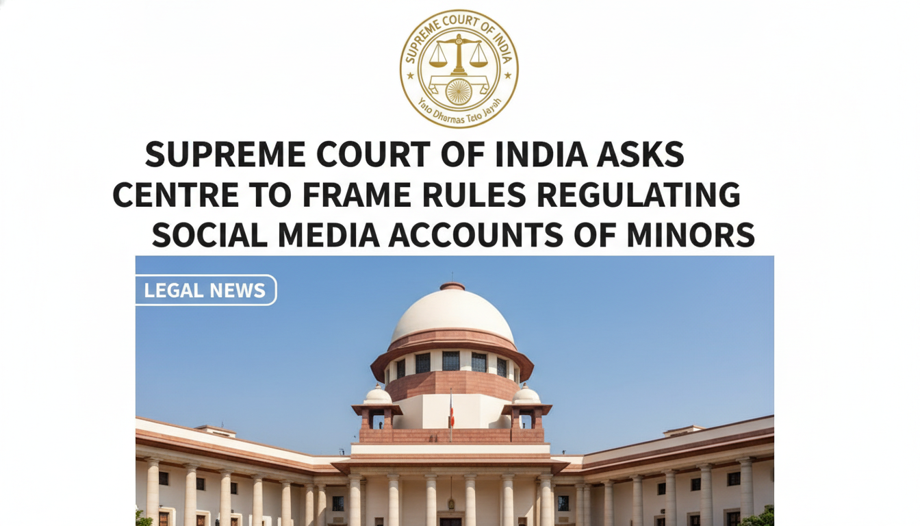 SUPREME COURT OF INDIA ASKS CENTRE TO FRAME RULES REGULATING SOCIAL MEDIA ACCOUNTS OF MINORS
